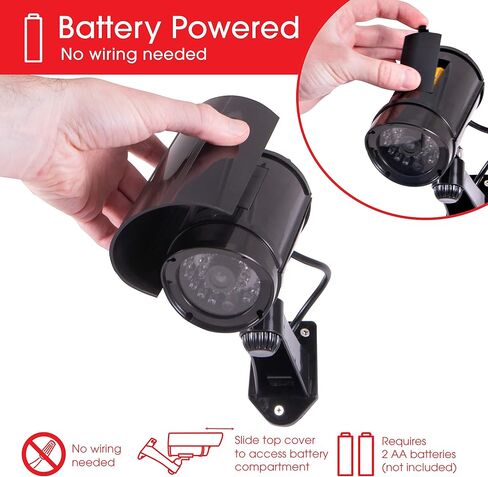 كاميرا GE Power Gear GE Decoy Security Bullet مع ضوء أحمر وامض، LED وامض، مراقبة وهمية، عدسة تسجيل ذات مظهر واقعي، استخدام داخلي/خارجي، لاسلكي، أسود، 40661 | مؤشر LED الوامض، مراقبة زائفة، عدسة تسجيل ذات مظهر واقعي، إندو in Kuwait