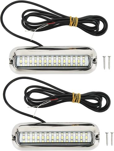Marine Led Lights, Stainless Steel Underwater Boat Light with 42 LEDs 1500LM IP68 120 Degree Beam 10 to 30V DC for Yacht Fishing Transom Drain Plug Use (White Light) in Saudi Arabia