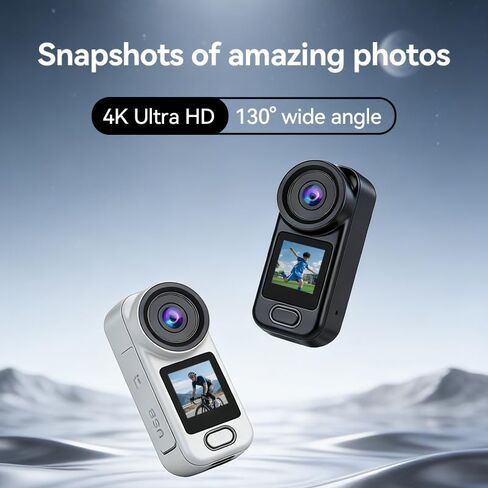 4K Mini Body Camera, Thumb Action Camera with EIS Magnetic Mount 64GB Card | 12MP 130° Wide Angle Wearable Beauty Filter Continuous Shooting POV Camera for TikTok YouTube Vlogging Outdoor Motorcycle in Saudi Arabia