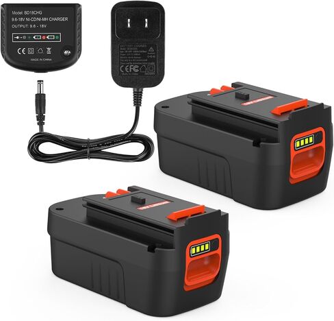 2Pack 6.5Ah Replacement for Black and Decker 18V Battery Firestorm HPB18 HPB18-OPE FS18FL FSB18 244760-00 with Black & Decker 18Volt Charger 90556254-01 in Saudi Arabia