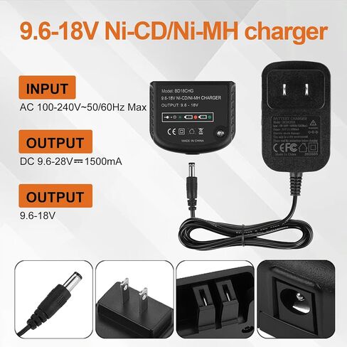 2Pack 6.5Ah Replacement for Black and Decker 18V Battery Firestorm HPB18 HPB18-OPE FS18FL FSB18 244760-00 with Black & Decker 18Volt Charger 90556254-01 in Saudi Arabia