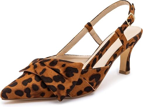 CAMSSOO Women's Kitten Heel Slingback Pumps, Pointed Toe Shoes with Bow | Faux Suede Upper & Comfort Latex Insoles: 2.75 IN Heel Dress Shoes for Wedding, Party, Bridal, Office or Work in Saudi Arabia