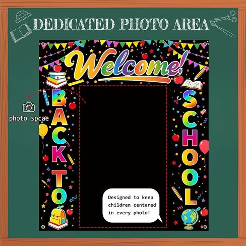 Welcome Back to School Backdrop Banner, 63 x 70.8 Inch Classroom Decoration for Kids, Kindergarten School Party Supplies, First Day of School Photography Background in Kuwait
