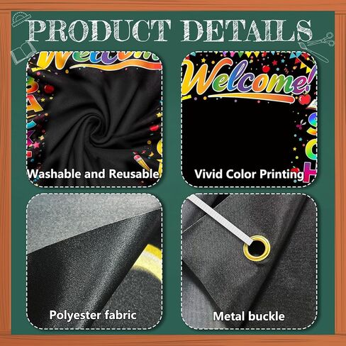 Welcome Back to School Backdrop Banner, 63 x 70.8 Inch Classroom Decoration for Kids, Kindergarten School Party Supplies, First Day of School Photography Background in Kuwait