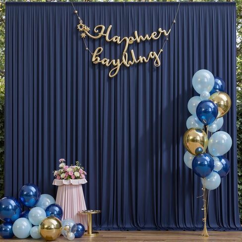 20ftx12ft Wrinkle Free Black Backdrop Curtains for Parties, 4 Panels 5x12FT Long Silky Polyester Black Photo Backdrop Drapes Back Drop Cloth for Wedding Birthday Photography Background Decor in Saudi Arabia