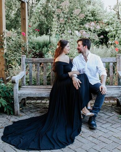 Saslax Maternity Dress Photoshoot Baby Shower Gown Black XL | Flowy Maxi Length,Formal Elegant,Gender Reveal,Wedding Guest,Photography,Special Occasions in Saudi Arabia