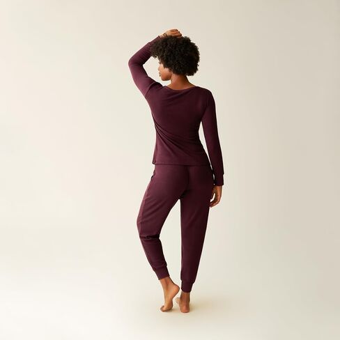 Kindred Bravely CozyKnit Maternity Pajamas & Postpartum Lounge Sets for Women, Long Sleeve Nursing Pajamas (Deep Burgundy, Large) in Saudi Arabia