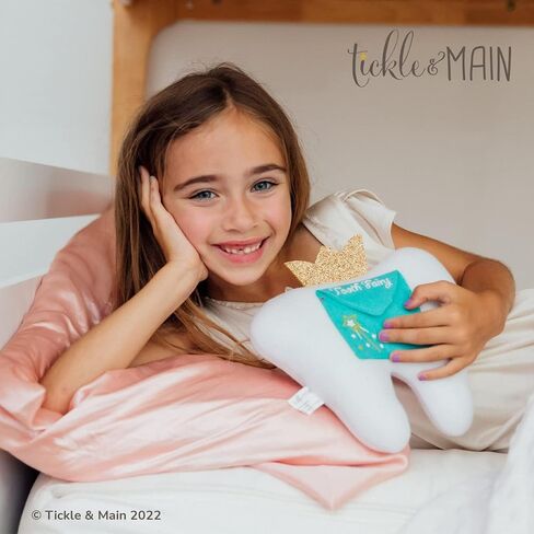 Tickle & Main Tooth Fairy Pillow Kit - 3-Piece Set, 9 x 8 in Felt Cover - Holder Pocket, Interactive Notepad & Photo Pouch - Boys Kit & Gifts for Girls Ages 5-10 in Saudi Arabia