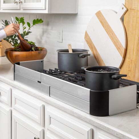 Qdos Safety Adhesive Aluminum Stove Guard - Complements Modern Kitchen Designs - Fits Cooktops & Most Freestanding Stoves - Protects from Front & Sides - Easy to Install - Quick Removal for Cleaning in Saudi Arabia