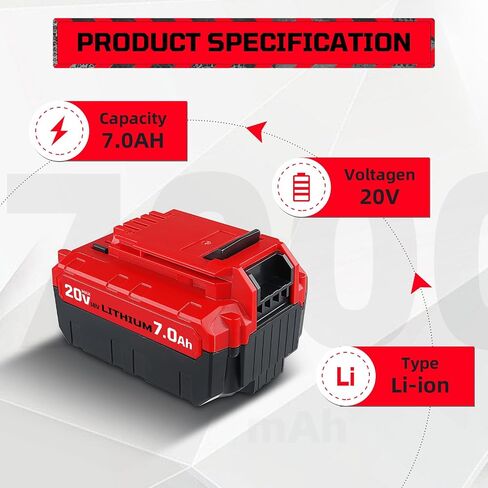 2 حزمة 7.0Ah PCC685L + PCC692L استبدال شاحن لكابل بورتر بطارية 20 فولت متوافقة مع كابل بورتر 20 فولت ماكس بطاريات ليثيوم PCC685L PCC680L PCC682L PCC685LP in Kuwait