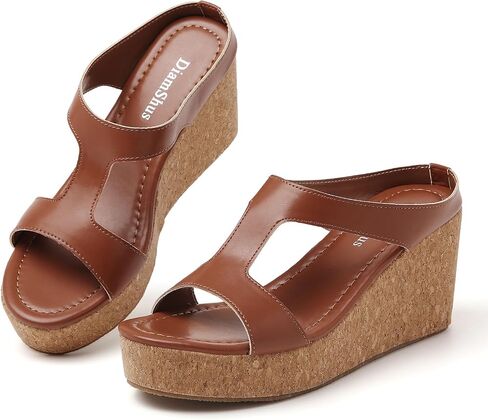 Women's Wedge Sandals Open Toe Espadrilles Platform Slides | Comfortable Dressy Casual Slip On Leather Wedge Slides for Outdoor Summer Beach Walking Vacation in Saudi Arabia