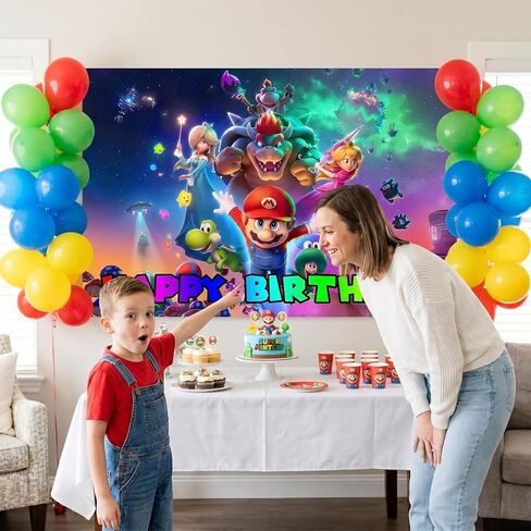 Cute Mario Backdrop, Super Bros Wall Decor Backdrop, Birthday Party Photo Backdrops for Girls and Boys in Kuwait