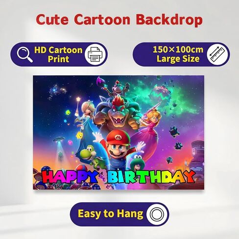 Cute Mario Backdrop, Super Bros Wall Decor Backdrop, Birthday Party Photo Backdrops for Girls and Boys in Kuwait