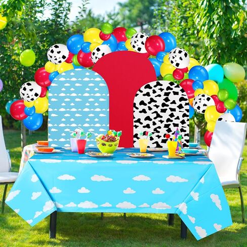 7.2 ft Cartoon Arch Backdrop Cover Blue Sky and White Clouds Arch Spandex Stretch Backdrop Stand Cover for Wedding Birthday Banquet Ceremony Decoration(White Cloud) in Kuwait