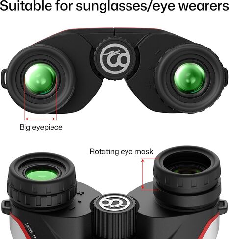 12x25 Compact Binoculars for Adults and Kids, Large Eyepiece Waterproof Binocular with Low Light Vision,High Powered Easy Focus Binoculars for Bird Watching,Outdoor Hunting,Travel,Sightseeing in Kuwait