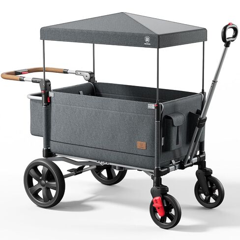 EVER ADVANCED Side-Unzip Stroller Wagon for 2 Kids - 2-in-1 Bench Mode & All-Terrain Push-Pull Wagon - Spica Cast & Special Needs Friendly - JPMA Certified, UV Canopy, Foldable for Zoo, Beach & Travel in Saudi Arabia