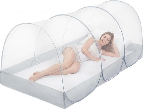 Mosquito Net for Twin Size Bed Bunk Bed Sleeping Pad, Pop Up Mosquito Tent Fully Closed, Portable Foldable Bug Net for Camping Travel Patio Outdoor, Screen Tent for One Person in Kuwait