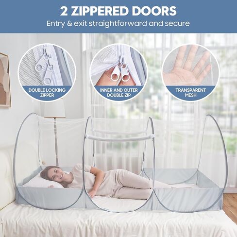 Mosquito Net for Twin Size Bed Bunk Bed Sleeping Pad, Pop Up Mosquito Tent Fully Closed, Portable Foldable Bug Net for Camping Travel Patio Outdoor, Screen Tent for One Person in Kuwait