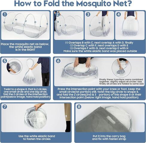 Mosquito Net for Twin Size Bed Bunk Bed Sleeping Pad, Pop Up Mosquito Tent Fully Closed, Portable Foldable Bug Net for Camping Travel Patio Outdoor, Screen Tent for One Person in Kuwait