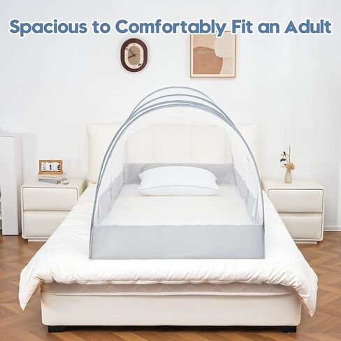 Mosquito Net for Twin Size Bed Bunk Bed Sleeping Pad, Pop Up Mosquito Tent Fully Closed, Portable Foldable Bug Net for Camping Travel Patio Outdoor, Screen Tent for One Person in Kuwait