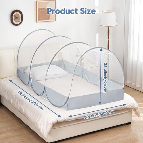 Mosquito Net for Twin Size Bed Bunk Bed Sleeping Pad, Pop Up Mosquito Tent Fully Closed, Portable Foldable Bug Net for Camping Travel Patio Outdoor, Screen Tent for One Person in Kuwait