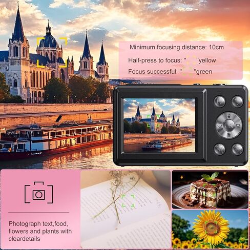 Digital Camera Dual Screen Kids Camera 4K 48MP with Autofocus & 16X Zoom, Internal Battery, 64GB SD Card Included | Portable Selfie Camera for Teens Children, Starter Vlogging Cameras in Saudi Arabia