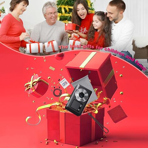 Digital Camera Dual Screen Kids Camera 4K 48MP with Autofocus & 16X Zoom, Internal Battery, 64GB SD Card Included | Portable Selfie Camera for Teens Children, Starter Vlogging Cameras in Saudi Arabia