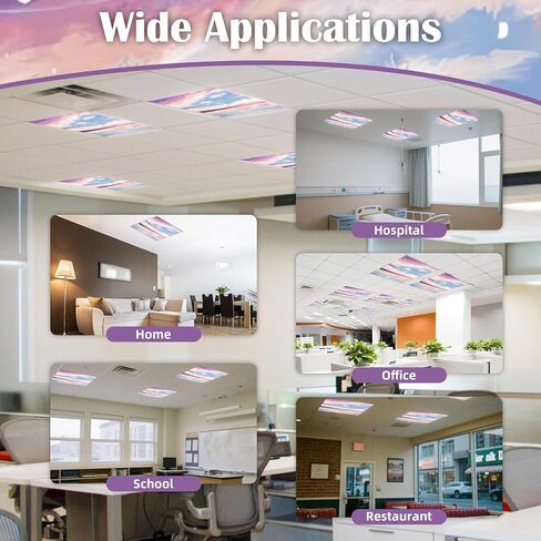 ANGSYLTH 4 Pcs 2x2 Feet Fluorescent Ceiling Light Covers | Magnetic Light Covers for Classroom, Office, Hospitals, Home (Sunset Glow) in Saudi Arabia