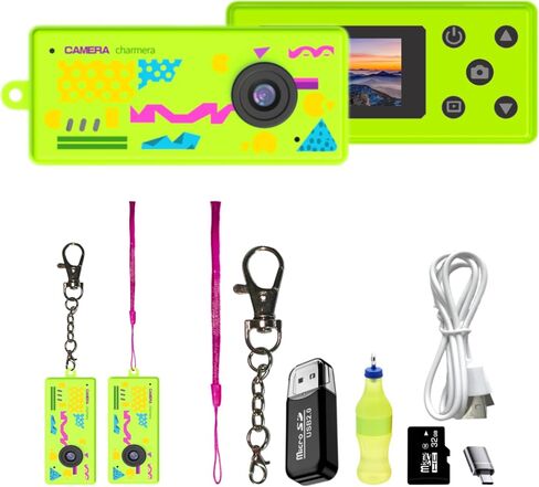 Mini Keychain Digital Camera, Bag Charm, for Travel, Teens, Gifts (Blue) | 32GB Card, Small Vintage 1080P Video Camera, Portable Tiny Camera, for Beginners Teens and Adults in Kuwait