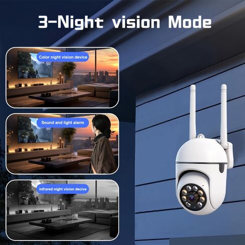 2 piece Wireless WiFi Home Surveillance Camera,1080p Dual-View PTZ Dome Camera,2.4GHz,Automatic Tracking Two-Way Voice Motion Detection,Indoor Security Camera,iOS/Android System in Kuwait
