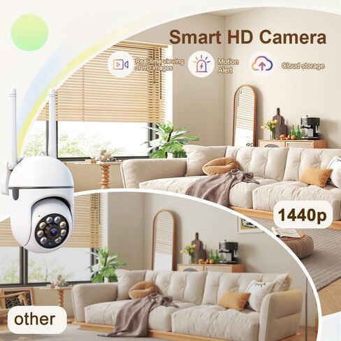 2 piece Wireless WiFi Home Surveillance Camera,1080p Dual-View PTZ Dome Camera,2.4GHz,Automatic Tracking Two-Way Voice Motion Detection,Indoor Security Camera,iOS/Android System in Kuwait