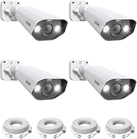 ZOSI 2 Pack 5MP PoE IP Camera with Person Vehicle Detection, Outdoor Indoor Security Camera with 2-Way Talk, Color Night Vision, Smart Light&Sound Alerts, Only Compatible POE NVR System in Saudi Arabia