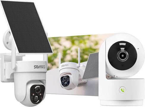 Vicohome AI 2K Outdoor Solar Battery Security Cam & Indoor Plug-in Cam System, Two Way Audio, Motion Detection, 360° View, Easy to Setup, Color Night Vision, Audible Siren, 180 Days Exchange Policy in Kuwait