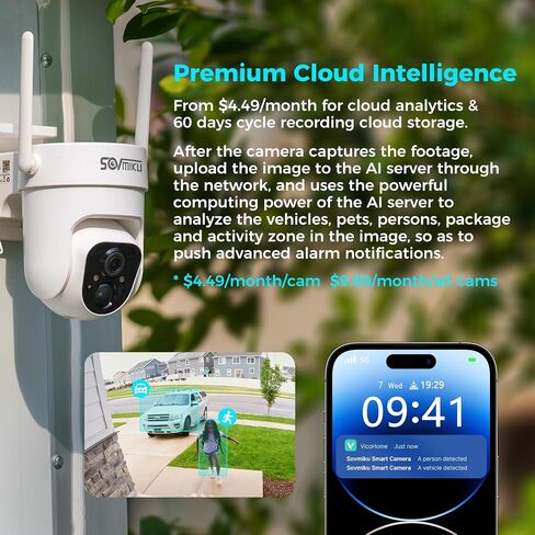 Vicohome AI 2K Outdoor Solar Battery Security Cam & Indoor Plug-in Cam System, Two Way Audio, Motion Detection, 360° View, Easy to Setup, Color Night Vision, Audible Siren, 180 Days Exchange Policy in Kuwait