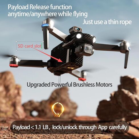 Bingchat Tablet Remote Professional Drones with Camera for Adults 4K HD, 360°Obstacle Avoidance, 3 Axis Gimbal, Payload Release, Up to 5 Miles Range, 84 Minutes Two Batteries, High Wind Resistance, Rainproof, Time-lapse, Follow Me in Saudi Arabia