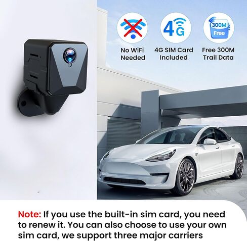 Funstorm No WiFi Security Camera-2k Cellular Security Camera-Car Security Camera with Sim Card, Wireless,Compact,Live View,Motion Detection,Clear Night Vision,for Truck/Car/Vacant House/RV in Saudi Arabia