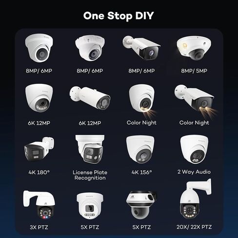 كاميرا ONWOTE 5MP ثنائية الاتجاه 122 درجة PoE IP CCTV، رؤية ليلية ملونة ذكية | التقاط صوت الفيديو، كاميرا سلكية تجارية للأعمال المنزلية، داخلي/خارجي، اكتشاف الذكاء الاصطناعي، تعمل فقط مع أجهزة ONWOTE NVR in Kuwait