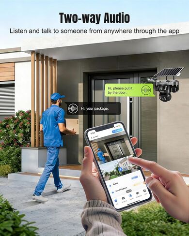 KEPEAK Solar Security Camera Outdoor Wireless, Triple Lens PTZ Camera, 360° Pan Tilt, Color Night Vision, PIR Motion Detection, Two-Way Audio, Battery Powered, IP66, V380 App in Saudi Arabia