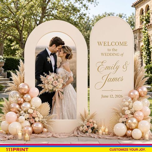 Custom Arch Backdrop Standee, 1-8FT Tall, with Back Stand | Customized Background Board & Personalized Photo Cardboard Cutout for Birthday Party, Wedding, Graduation & Event Decor in Kuwait