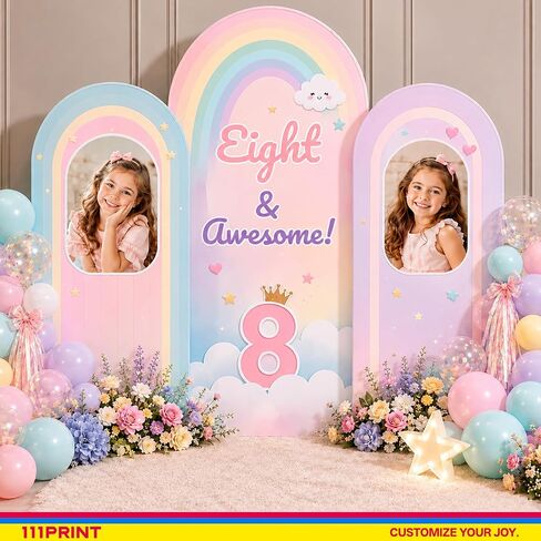 Custom Arch Backdrop Standee, 1-8FT Tall, with Back Stand | Customized Background Board & Personalized Photo Cardboard Cutout for Birthday Party, Wedding, Graduation & Event Decor in Kuwait