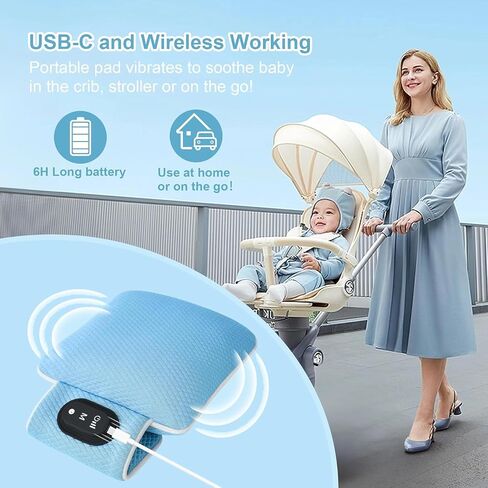 Baby Vibrating Soother,Baby Patter for Sleep,Rechargeable Baby Sleep Soother Pad with 3 Vibration Modes & 90M Timer - Portable Vibration Mattress for Crib, Bassinet, and Travel Stroller in Saudi Arabia
