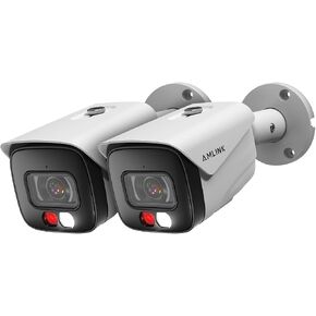 AMLINK 2-Pack 5MP Security AI IP PoE Camera, Indoor Outdoor Surveillance Bullet, 2-Way Audio, Support 256GB MicroSD, Deterrent, 20fps 2PACK-AL5M-B5172EW in Saudi Arabia