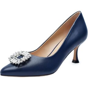 Women's Genuine Leather Pointed Toe Kitten Heel Pumps | Slip-On Design for Business Wedding and Everyday Wear in Saudi Arabia