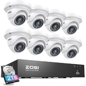 ZOSI 4K 16CH POE Security Camera System with 4TB HDD, 16pcs 5MP Metal Cams | Person Vehicle Detection, Night Vision, Outdoor/Indoor, Remote Access, H.265+ 8MP 16CH NVR for Home Business 24/7 Recording in Saudi Arabia