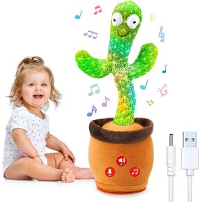 Qularlans Rechargeable Dancing Talking Cactus Toy with Adjustable Volume, Interactive Baby Toddler Funny Toys Singing Mimicking Repeating Kids Boys Girls Gifts for Easter Basket Stuffers, Christmas in Saudi Arabia