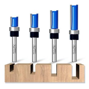 CSOOM 4PCS Professional Flush Trim Router Bits 1/4" Shank, Top Bearing Flush Trim Router Bit，Cutting Heights of 3/4“, 1", 1-3/16“, 1-3/16" in Saudi Arabia