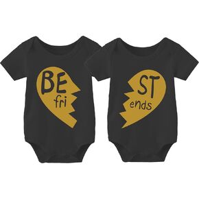 YSCULBUTOL 2-Pack Baby Twins Bodysuits Born Together Friends Forever Infant Clothes Cute Twin Unisex Romper Outfits in Saudi Arabia