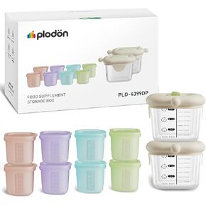 7oz Borosilicate Glass Baby Food Storage Jars with Silicone Lid Set (2 PCS), 1.7oz Airtight Silicone Cups (8 PCS) Baby Food Containers, Microwave Dishwasher Freezer Safe (Infant and Babies) in Saudi Arabia
