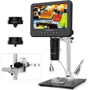 LM246MS 3 Lens 7 inch HDMI Digital Microscope for Soldering, 13'' Boom Arm Stand, UHD 2160P Video 2000X, Adults USB Coin Microscope Full View of Coins, PC View, 32G SD Card in Saudi Arabia
