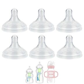 Silicone Nipple for Dr. Brown's Natural Flow Level 2 Wide-Neck Baby Bottle, 3m+, Medium Flow, 6 Pack in Saudi Arabia